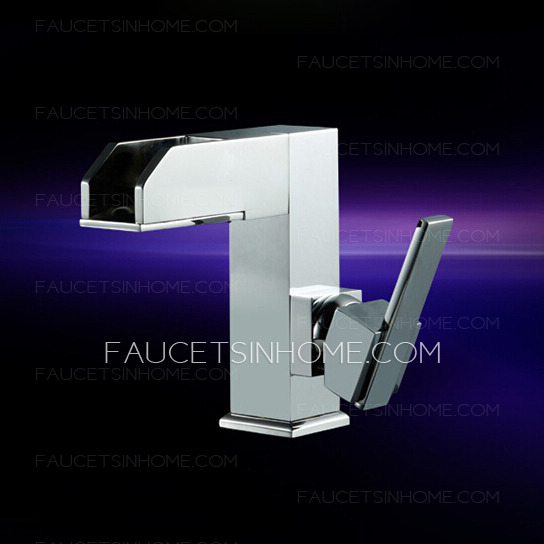 Modern Square Shaped Copper Tall LED Bathroom Sink Faucet