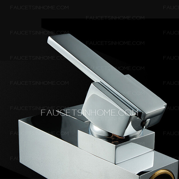 Modern Square Shaped Copper Tall LED Bathroom Sink Faucet