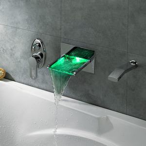 Modern Waterfall Wall Mounted LED Bathroom Shower Faucet