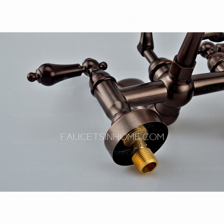 Vintage Black Polished Brass Wall Mount Bathtub Shower Faucet