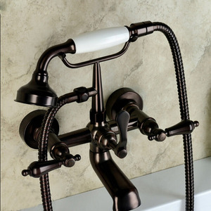 Vintage Black Polished Brass Wall Mount Bathtub Shower Faucet