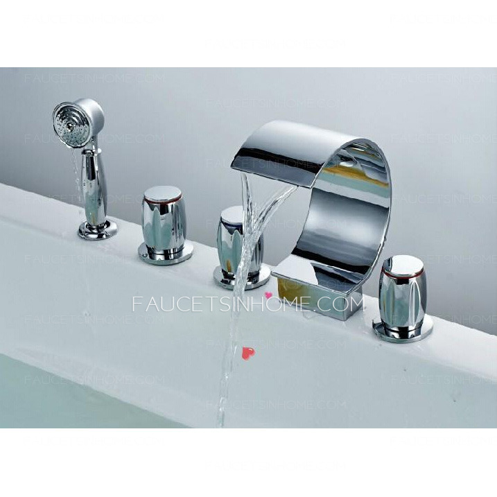 Cool Waterfall Five Hole Sidespray Bathtub Shower Faucet