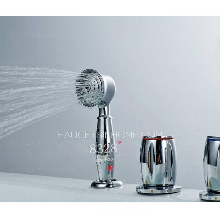 Cool Waterfall Five Hole Sidespray Bathtub Shower Faucet