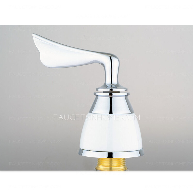 Antique White Ceramic Handle Side Spray Bathtub Shower Faucet