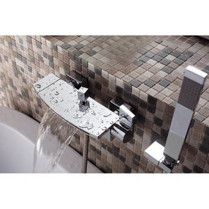 Designed Waterfall Wall Mount Three Hole Bathtub Shower Faucet