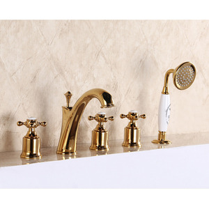 Vintage Side Spray Five Hole Cross Handle Bathtub Shower Faucet