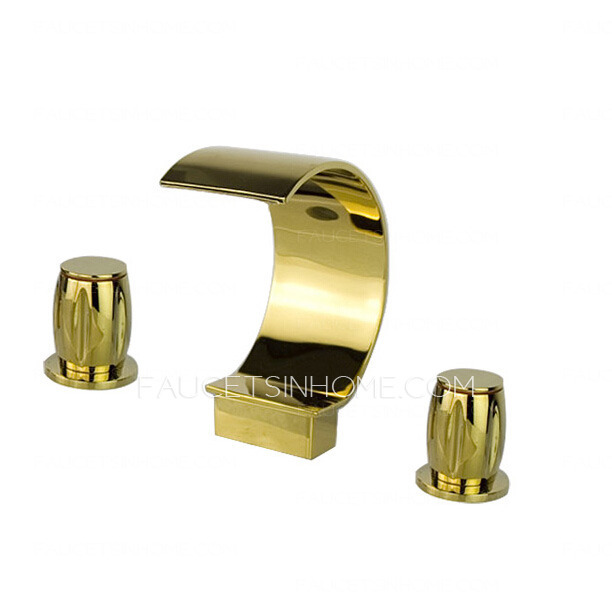 Cool Gold Waterfall Three Hole Roman Bathtub Faucet