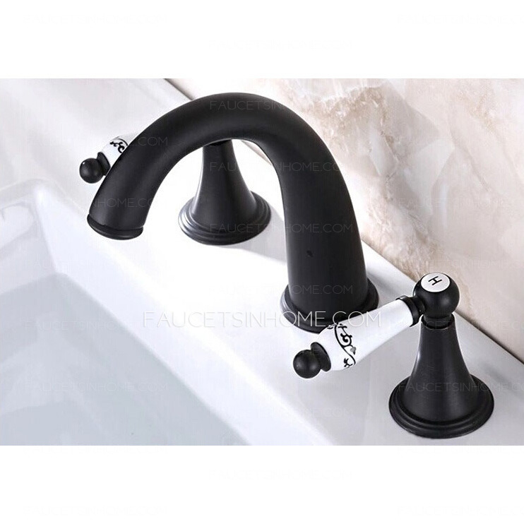 Vintage Black Three Hole Side Spray Roman Bathtub Faucet