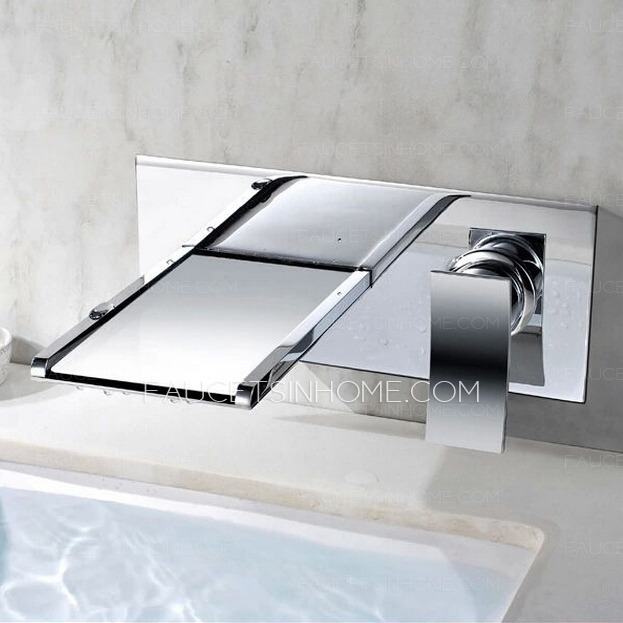 Modern Waterfall One Hole Wall Mounted LED Faucet For Bathroom