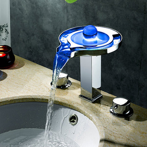 High End Waterfall LED Deck Mounted Bathroom Faucet