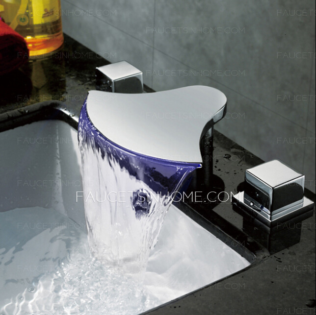 Designed Three Holes Two Handles LED Bathroom Sink Faucet