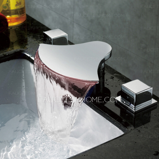 Designed Three Holes Two Handles LED Bathroom Sink Faucet