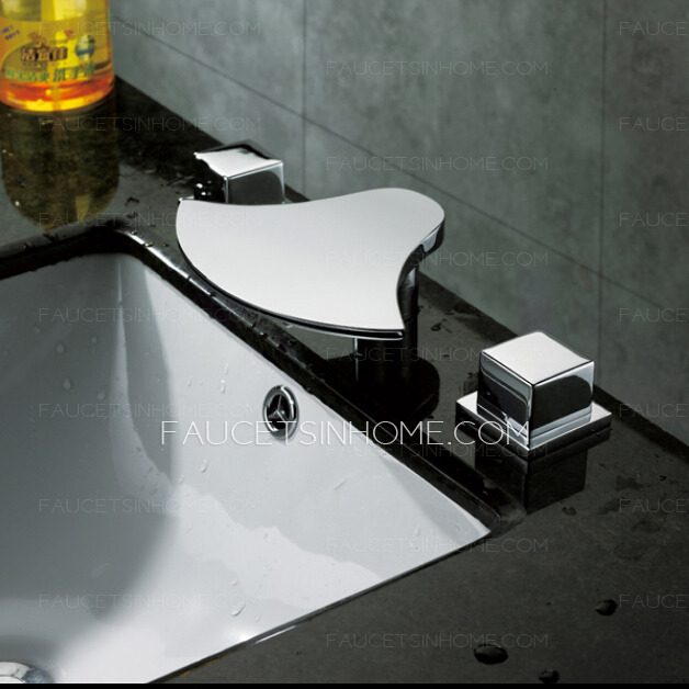 Designed Three Holes Two Handles LED Bathroom Sink Faucet