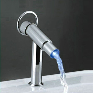 Cheap Single Hollow Handle LED Bathroom Sink Faucet 