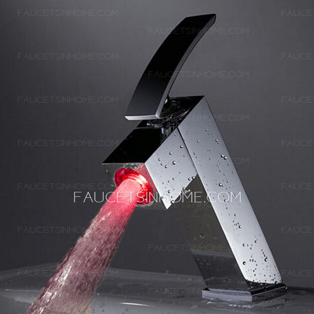 Cool Single Handle One Hole LED Bathroom Sink Faucet