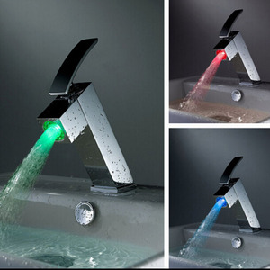 Cool Single Handle One Hole LED Bathroom Sink Faucet