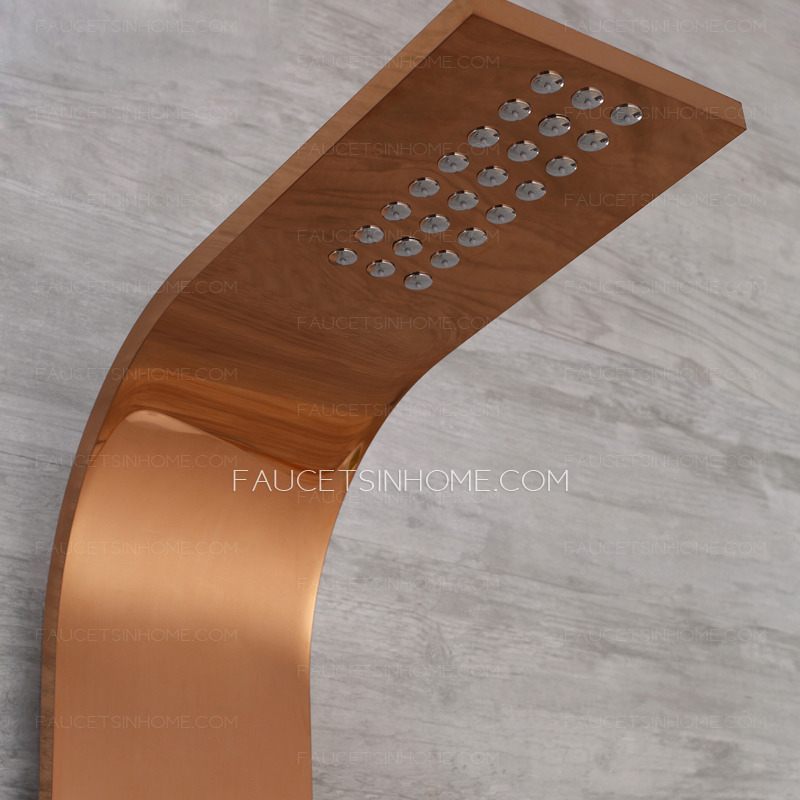 Modern Wall Mount Stainless Steel Rose Gold Shower Faucet