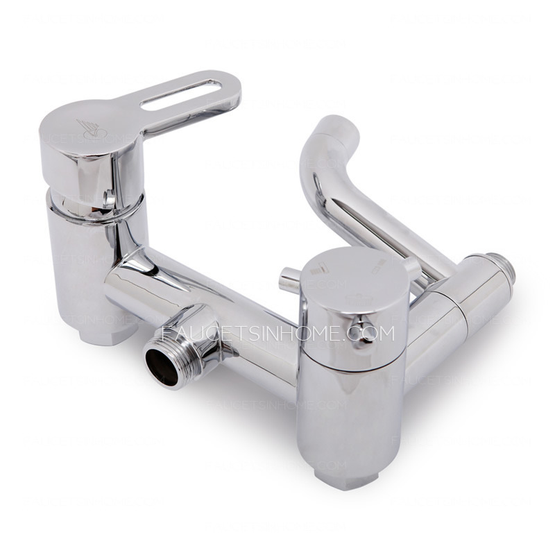 Modern Wall Mount Two Handles Outside Shower Faucet
