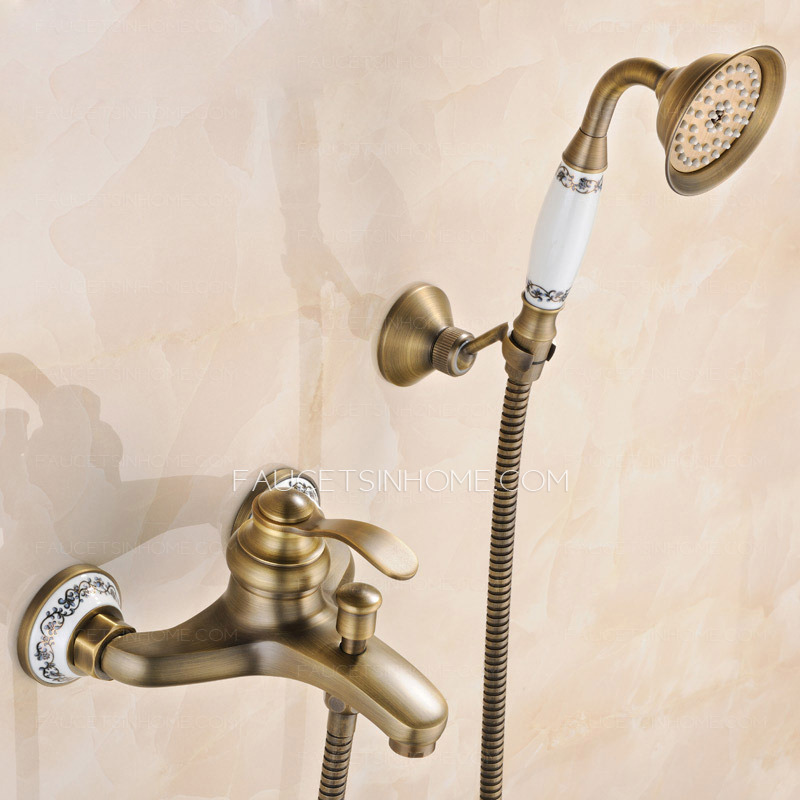 Vintage Wall Mounted Three Holes Shower Faucet For Bathroom 