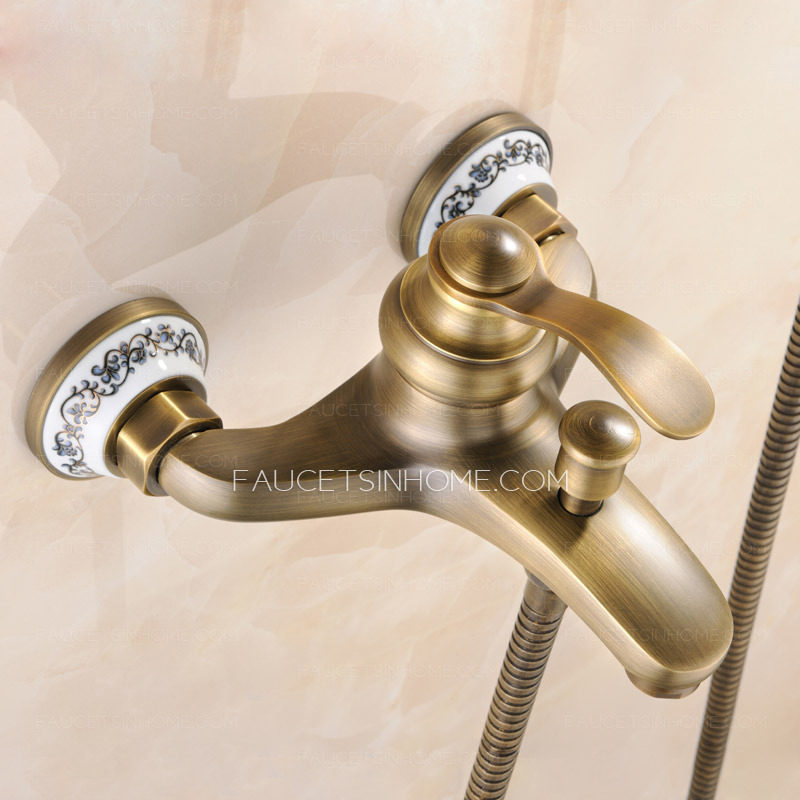 Vintage Wall Mounted Three Holes Shower Faucet For Bathroom 