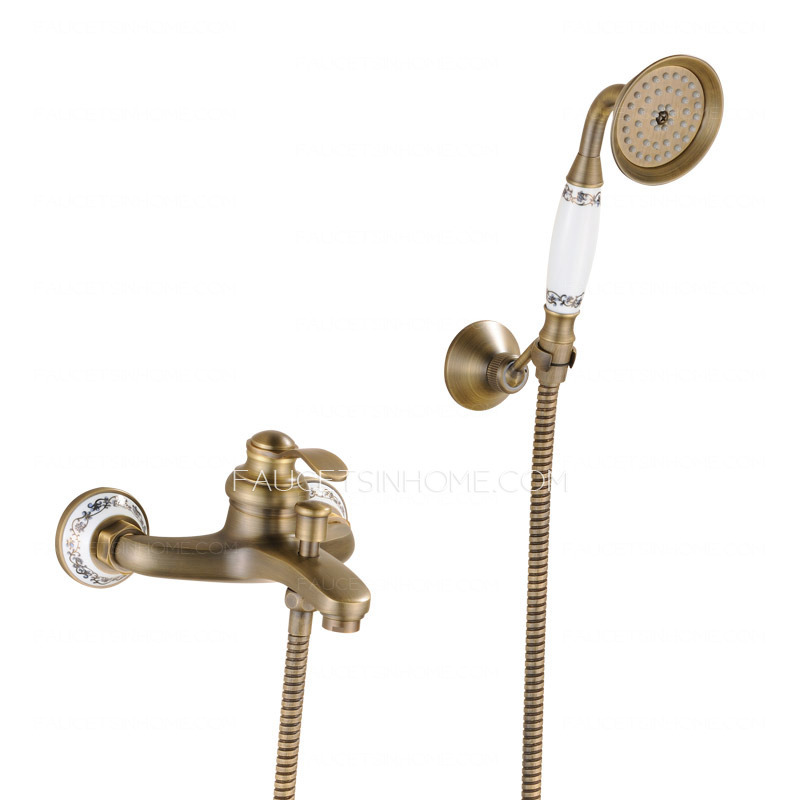 Vintage Wall Mounted Three Holes Shower Faucet For Bathroom 