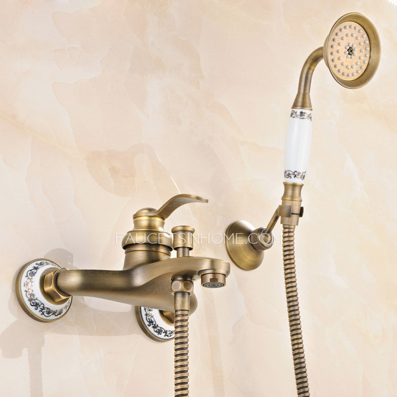 Vintage Wall Mounted Three Holes Shower Faucet For Bathroom 