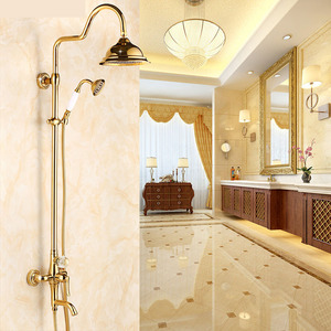 Antique Gold Outdoor Shower Faucet With Top Shower