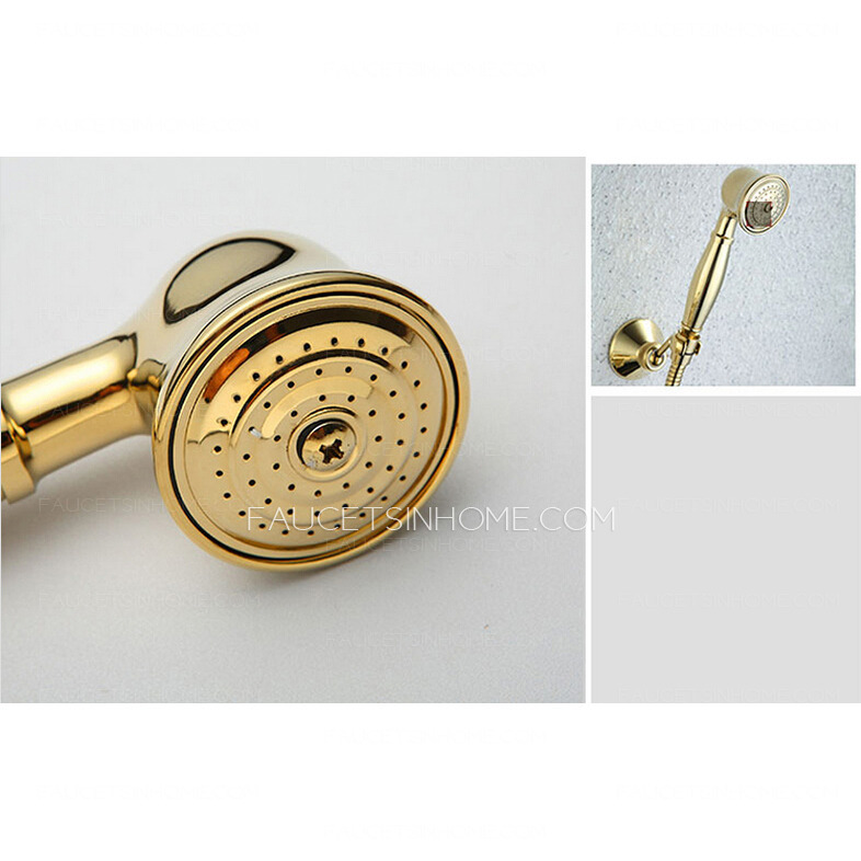 Simple Gold Tub Shower Faucet With Hand Shower In