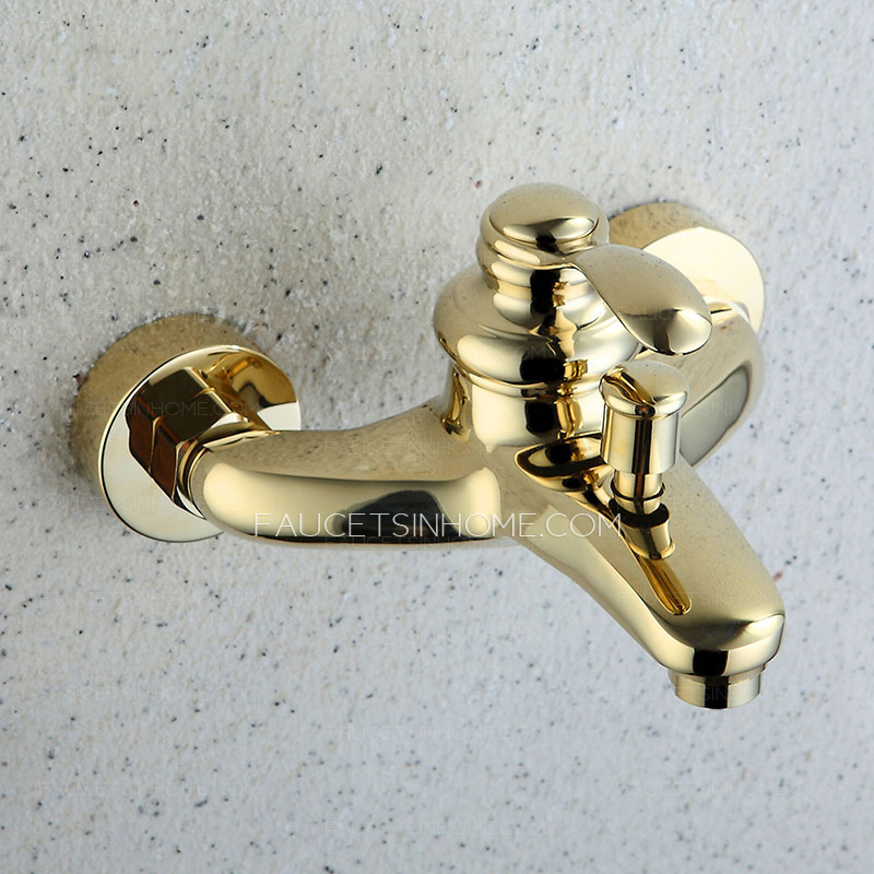 Simple Gold Tub Shower Faucet With Hand Shower In