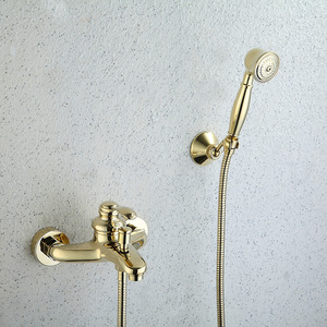 Simple Gold Tub Shower Faucet With Hand Shower In