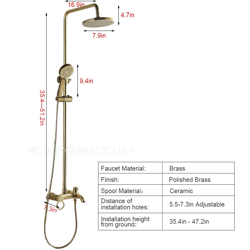 Vintage Gold Elevating Outside Shower Faucet System