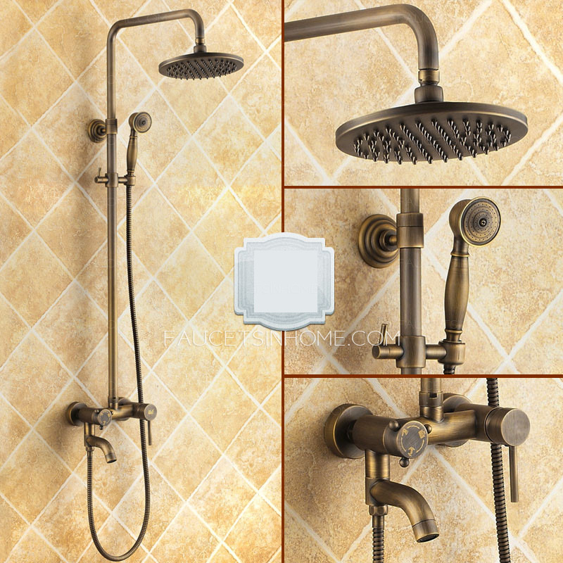 Antique Brass Elevating Automatic Back Outdoor Shower Faucet