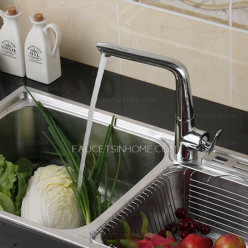 Modern Sleek One Hole Single Handle Kitchen Faucet