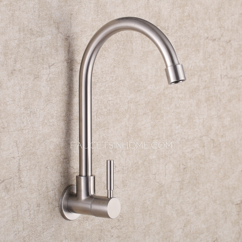 Modern Wall Mount Polished Nickel Rotatable Kitchen Faucet