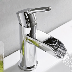 Simple One Hole Single Handle Waterfall Bathroom Sink Faucet