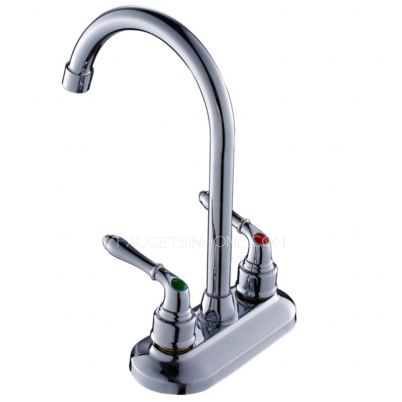 Cheap Tall Bent Two Handles Filtering Bathroom Sink Faucet