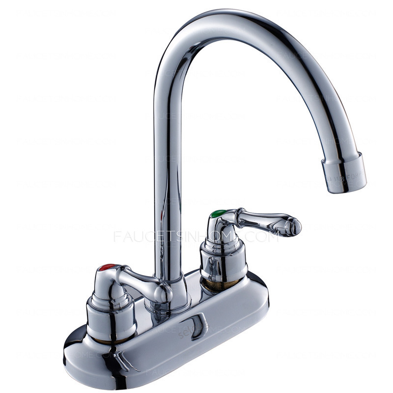 Cheap Tall Bent Two Handles Filtering Bathroom Sink Faucet