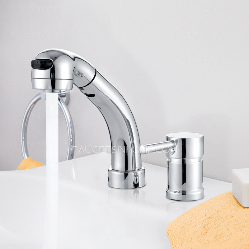 Bathroom Sink Faucets > Modern Pullout Spray Two Hole Bathroom Sink ...