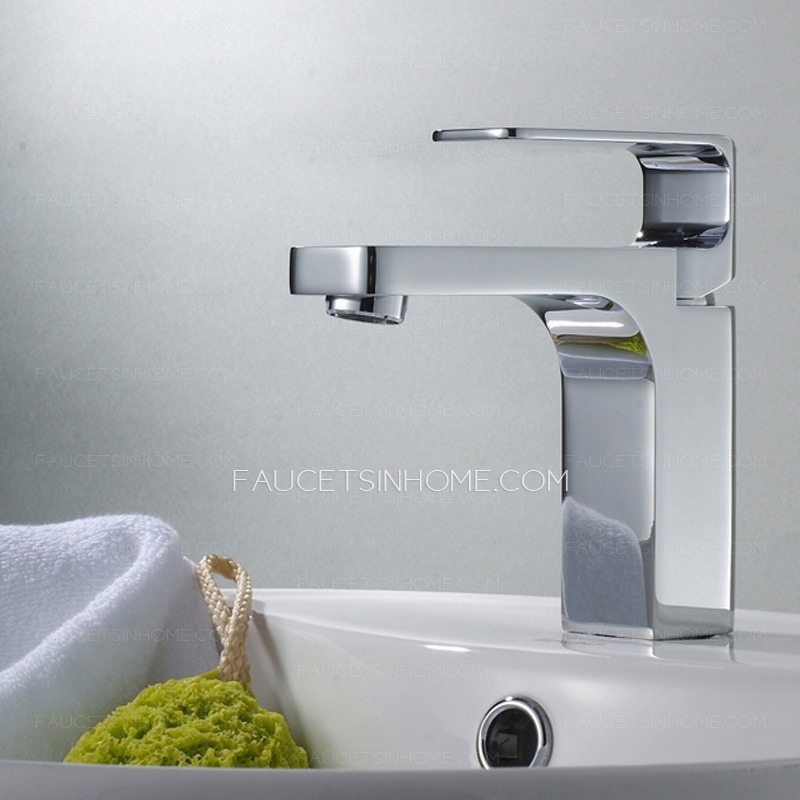 Designed Square Shaped Chrome Sink Faucet For Bathroom