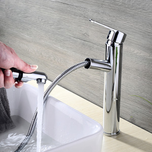 Commercial Pullout Spray Tall Vessel Bathroom Sink Faucet