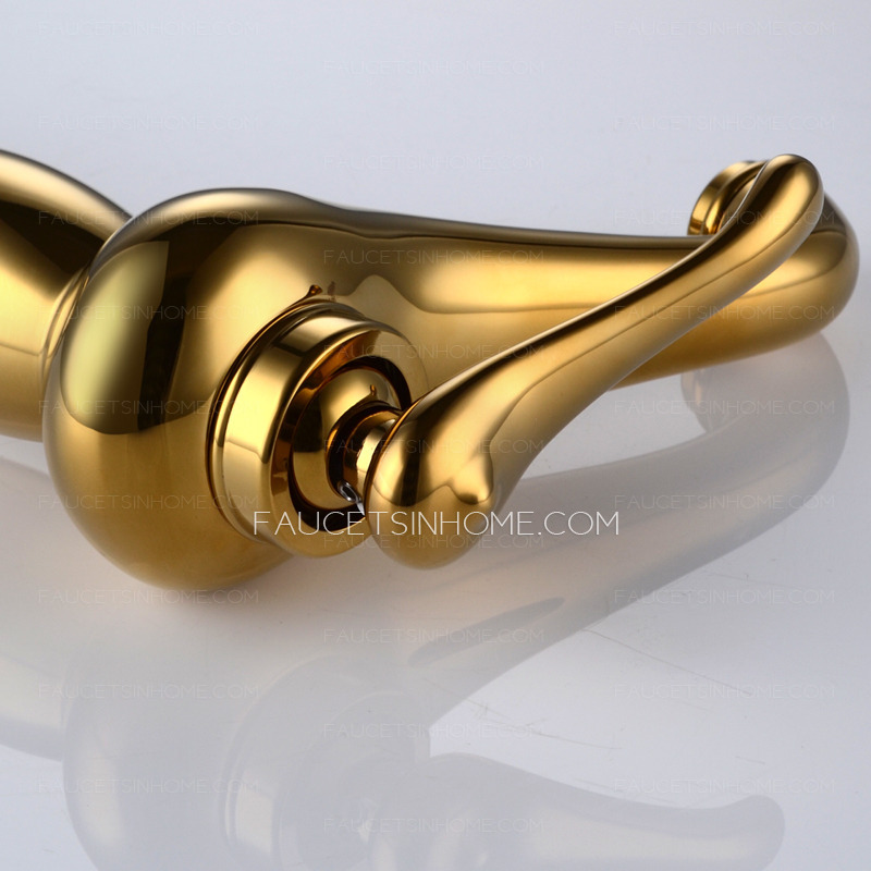 Antique Tall Polished Brass Vessel Bathroom Sink Faucet