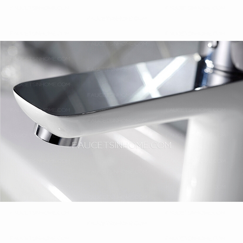 Modern White Porcelain Deck Mounted Bathroom Sink Faucet