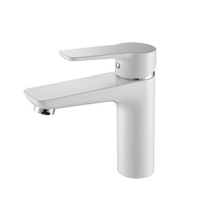 Modern White Porcelain Deck Mounted Bathroom Sink Faucet
