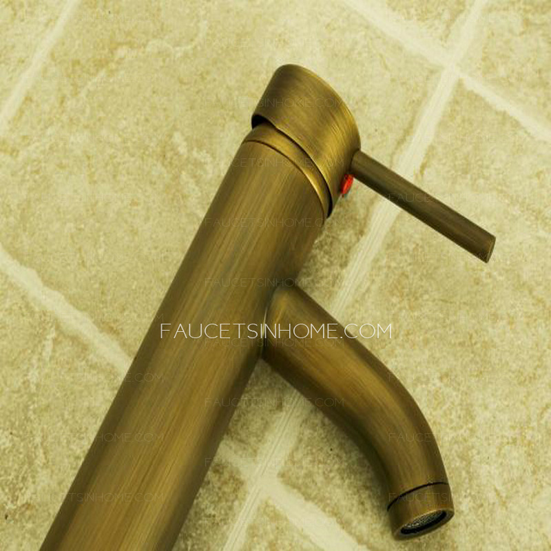 Simple Tall Vessel Mount Brass Bathroom Sink Faucet