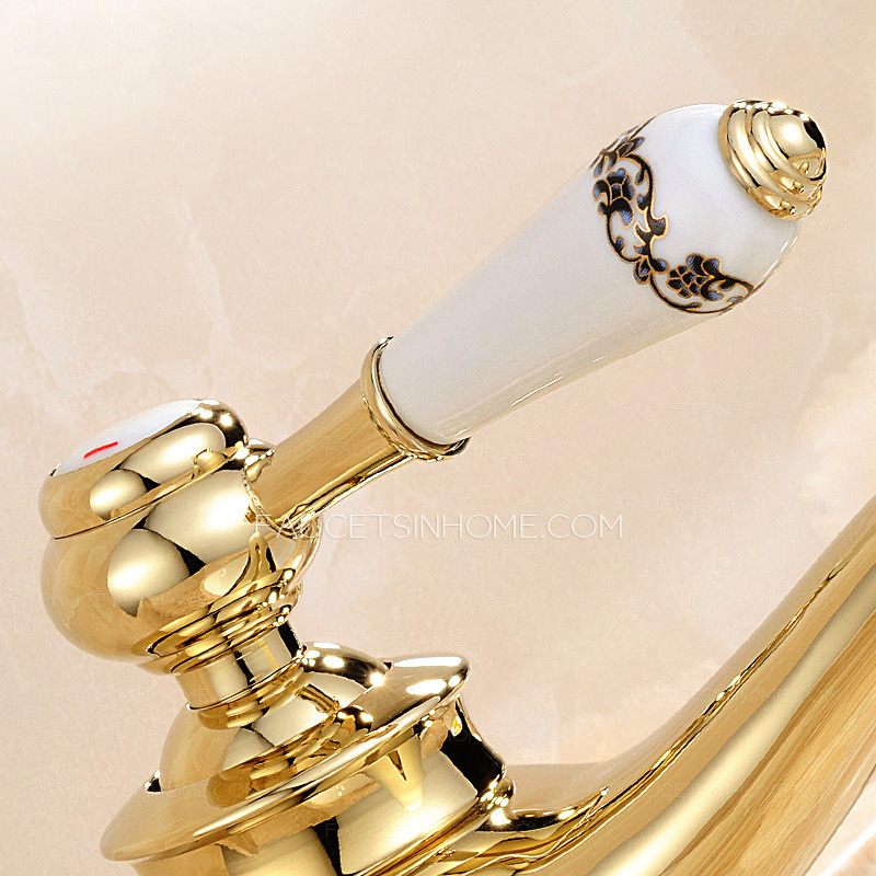 Antique Gold Polished Brass Single Handle Bathroom Faucet