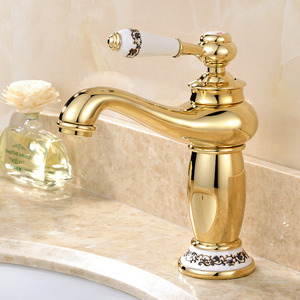 Antique Gold Polished Brass Single Handle Bathroom Faucet