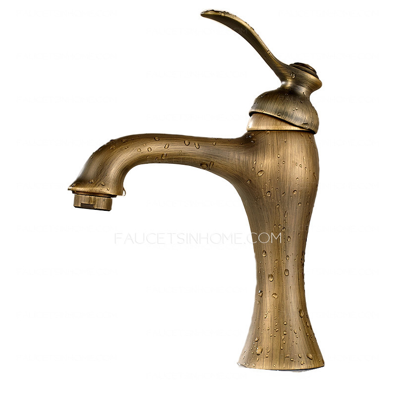 Brassqueen Antique Brass Deck Mounted Sink Faucet For Bathroom
