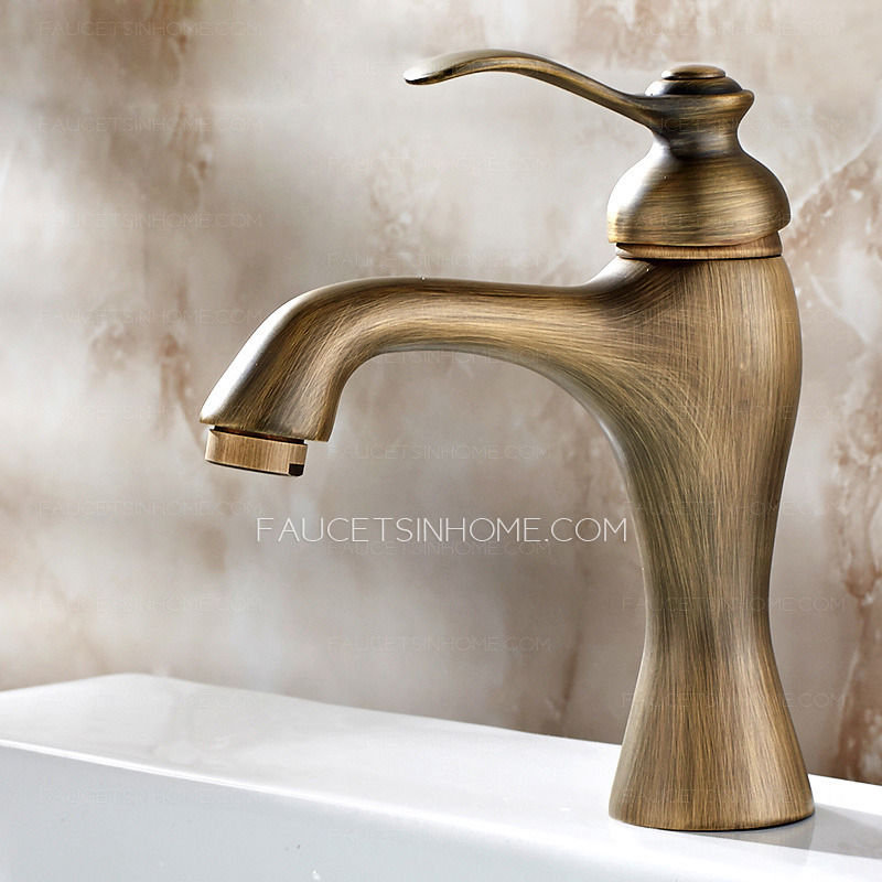 Brassqueen Antique Brass Deck Mounted Sink Faucet For Bathroom