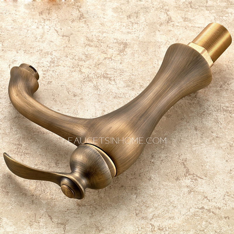 Brassqueen Antique Brass Deck Mounted Sink Faucet For Bathroom