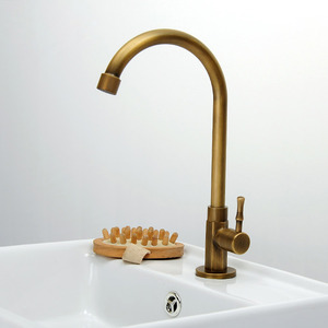 Cheap Antique Brass Tall Rotatable Bathroom Sink Faucet